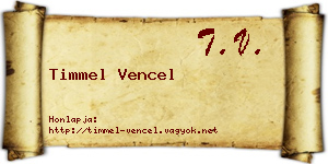 Timmel Vencel névjegykártya